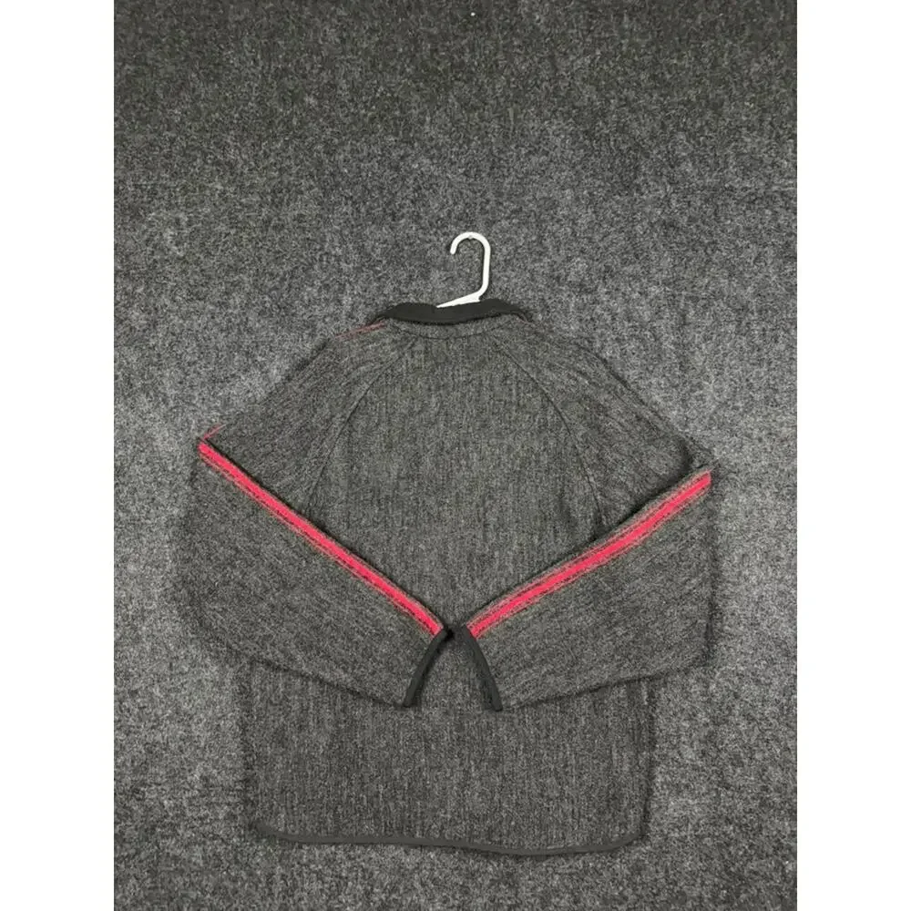 Woolrich John Rich Bros Full Zip Wool Sweater Jacket Mens Large Gray Red Stripe